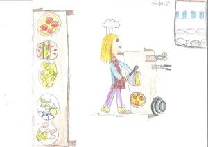 Otroška risbica z naslovom Kuharica