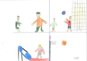 Otroška risbica z naslovom Učitelj športa