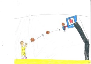 Otroška risbica z naslovom Košarkaš
