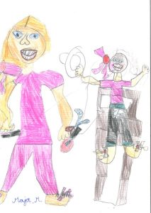 Otroška risbica z naslovom Kozmetičarka