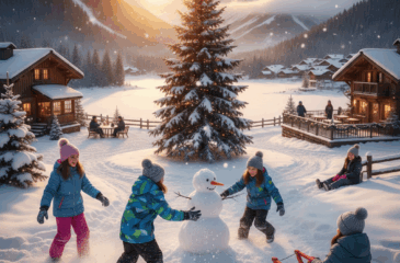 Otroci uživajo na snegu